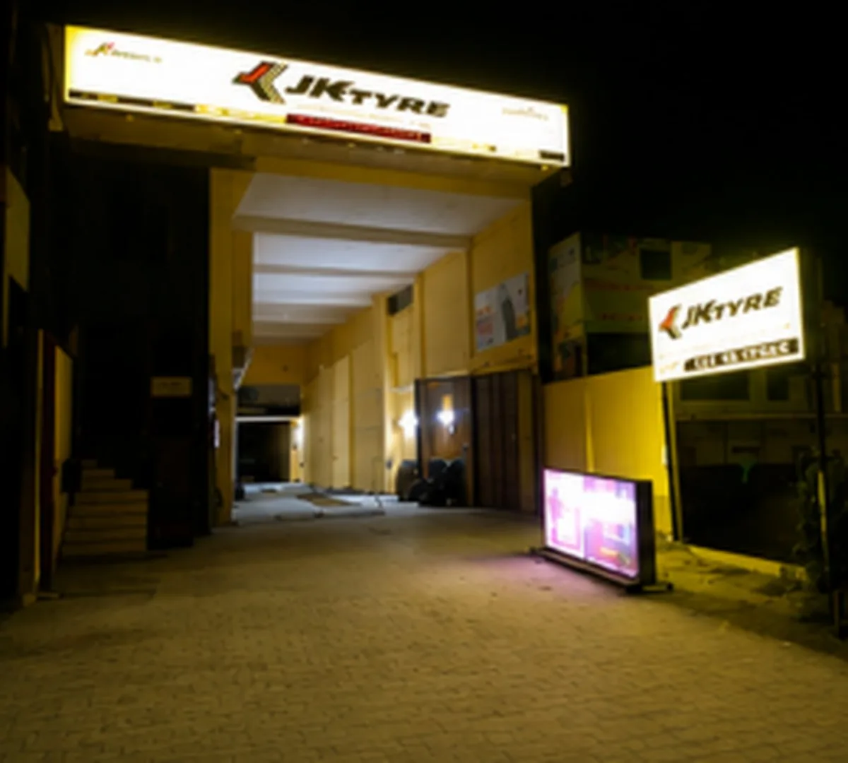 Barani Enterprises tyre shop open at night
