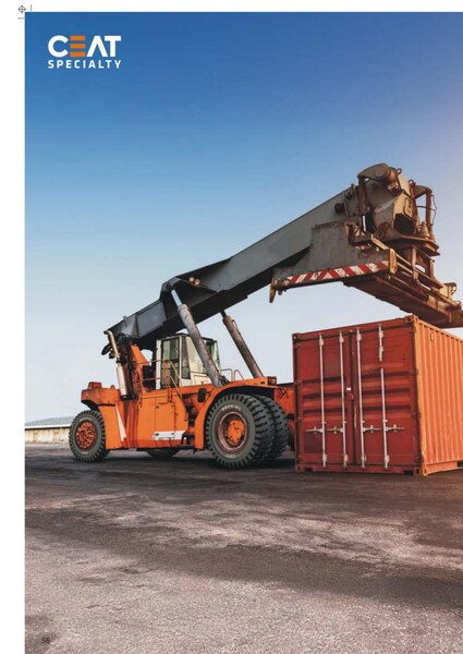 CEAT Rock XL (Industrial) in action — Reach stackers for empty container handling